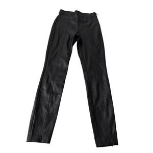 Zara Faux Black Leather Pants Women's Size Small Rise Zipper Leg Polyester